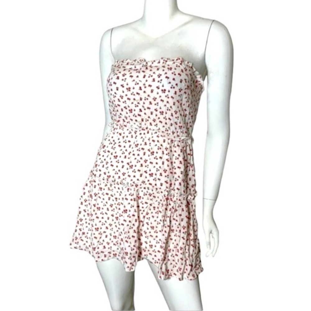 Olivaceous mini dress‎ women’s small ditsy floral sleeveless strapless shirred S